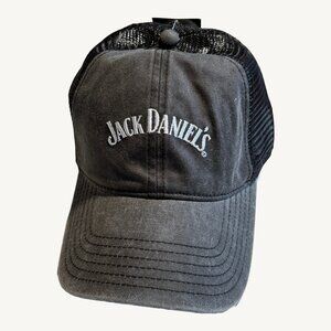 NWT Official Women's Jack Daniels Grey Wash Baseball Cap with Pony Hole Detail